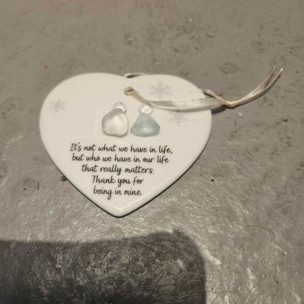 Heart-Shaped Ceramic Sea Glass Friendship Christmas Ornament